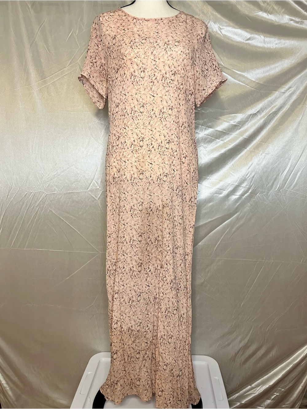 Vintage Field Manor 100% Silk Pink Floral Maxi Dress Size Large